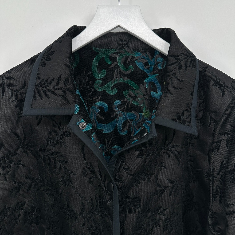 Coldwater‎ Creek Jacket Coat Size XL Reversible Brocade Embossed Forestcore Boho - Picture 9 of 15